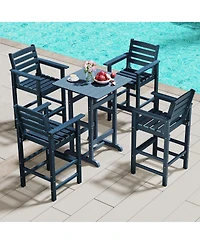 Gymax Patio Bar Stools Set of 4 Tall Adirondack Chair w/ Backrest Armrests & Footrests