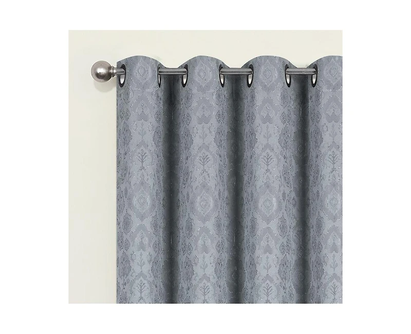 Kate Aurora Regency Collection Raised Jacquard Damask Grommet Top Curtains - 52 in. W x 84 L