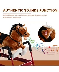 Qaba Plush Toddlers Spring Rocking Horse with Realistic Sounds,