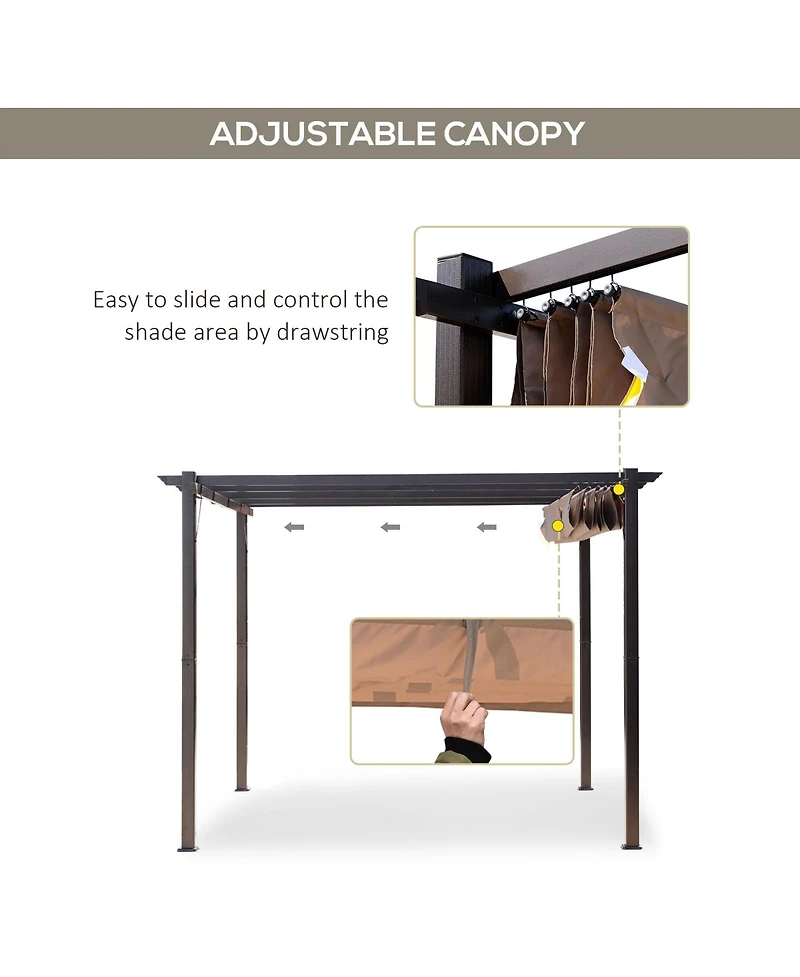Outsunny 10' x 10' Pergola with Retractable Shade Canopy, Aluminum
