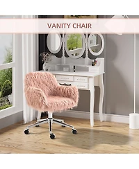 Vinsetto Faux Fur Home Office Chair, Vanity Chair w/ Adjustable Height,