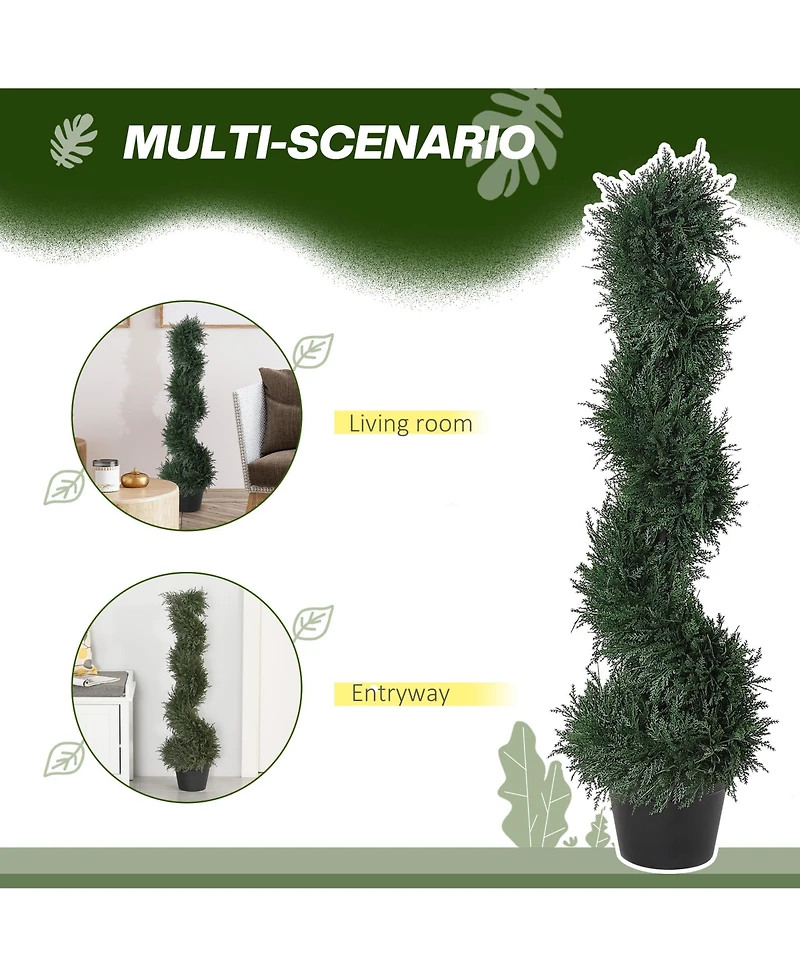 Outsunny 3FT Topiary Artificial Faux Cedar Tree Plant w Nursery Pot