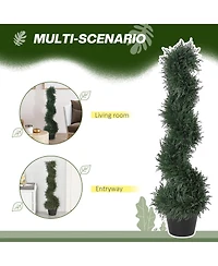 Outsunny 3FT Topiary Artificial Faux Cedar Tree Plant w Nursery Pot