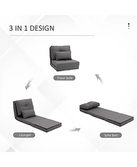 Homcom 2-in-1 Floor Lazy Sofa with 5 Position Adjustable Backrest, Dark