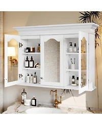 Casainc 40" Medicine Cabinet with Mirror Doors and Shelves, Glass Door Wall Mounted Bathroom Cabinet