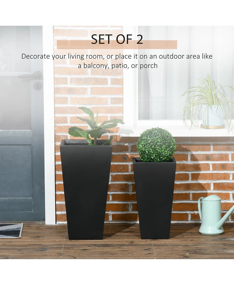 Outsunny 2-Pack MgO Flower Pots with Drainage Hole