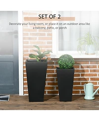 Outsunny 2-Pack MgO Flower Pots with Drainage Hole