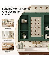 Casainc 35" x 27.5" Bathroom Mirror Cabinet with 6 Open Shelves, Wall Mounted Medicine (No Vanity)