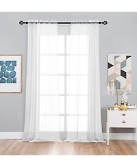 Kate Aurora Chic Living Jillian 2 Piece Ultra Lux Wide Rod Pocket Sheer Vole Window Curtain Panels - in. Long