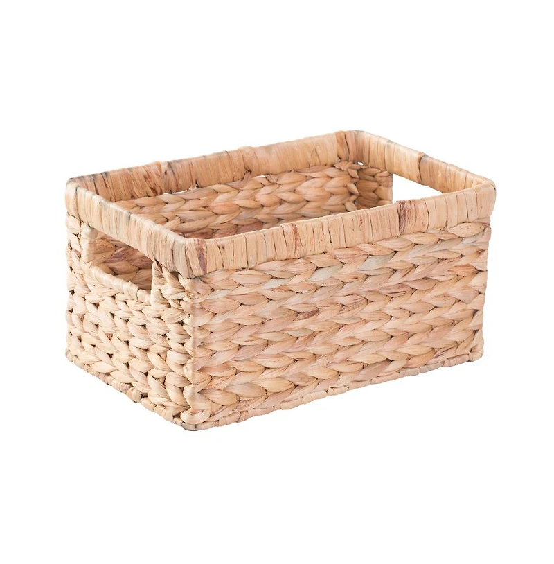 Wickerwise Natural Woven Water Hyacinth Wicker Rectangular Storage Bin Basket with Handles
