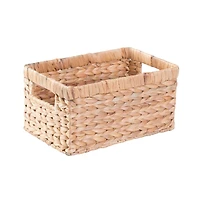 Wickerwise Natural Woven Water Hyacinth Wicker Rectangular Storage Bin Basket with Handles