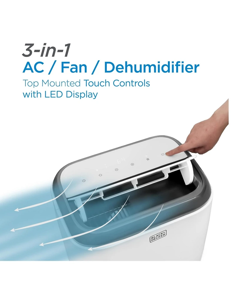 Black+Decker Portable Air Conditioner, 6,000 Btu Sacc/Cec (10,000 Btu Ashrae 128) for Rooms Up To 450 Sq. Ft.