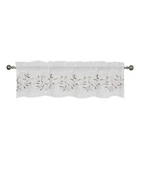 Kate Aurora Shabby Sheer Embroidered Complete 3 Piece Floral Rod Pocket Cafe Kitchen Curtain Tier & Valance Set