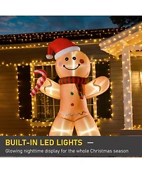 Homcom 8 ft Inflatable Gingerbread Man Outdoor Holiday Display w/ Led Lights