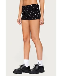 Edikted Womens Chelsie Polka Dot Foldover Shorts