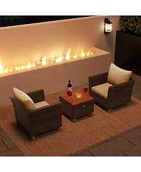 Slickblue Patio Conversation Set of 3 with Comfortable Cushions and Hidden Storage Coffee Table – Ideal for Outdoor Use
