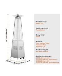 Slickblue Outdoor Pyramid-Style Propane Patio Heater with Glass Flame Tube and Wheels – Elegant Heating for Garden or Patio