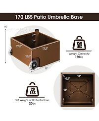 Gymax 170lbs Patio Umbrella Base Stand Wheels Planter Outdoor Heavy Duty Garden