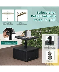 Gymax Patio 175lbs Fillable Umbrella Base w/ Table Tray Wheeled 3-in-1 Stand Outdoor