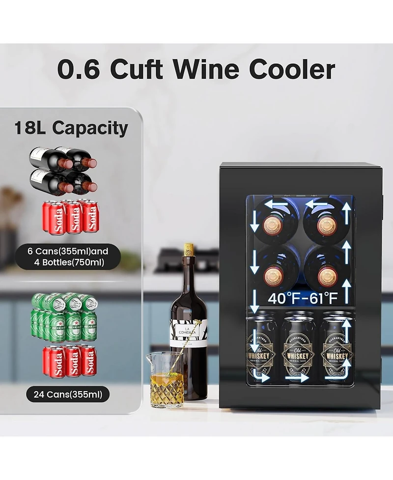 Cowsar 24 Cans Mini Fridge Cooler, Beverage Refrigerator Countertop Drink Cooler for Soda, Canned Beer, Adjustable Digital Temperature Control for Hom