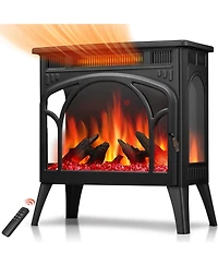 Cowsar Electric Fireplace Heater 17" with Remote Control, Cathedral Stylish, Different Flame Effects and Log Set Colors, Adjustable Brightness and Hea