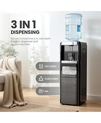 Cowsar Water Cooler Dispenser with Ice Maker for 2, 3 or 5 Gallon Bottles, 33Lbs Daily Ice Making, Child Safety Lock and Energy-Saving Design for Home