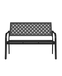 Mondawe All-Iron Park Chair With Floral Backrest,Multi-Layer Rustproof Coating & Adjustable Foot Pad