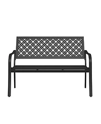 Mondawe All Iron Park Chair With Floral Backrestmulti Layer Rustproof Coating Adjustable Foot Pad