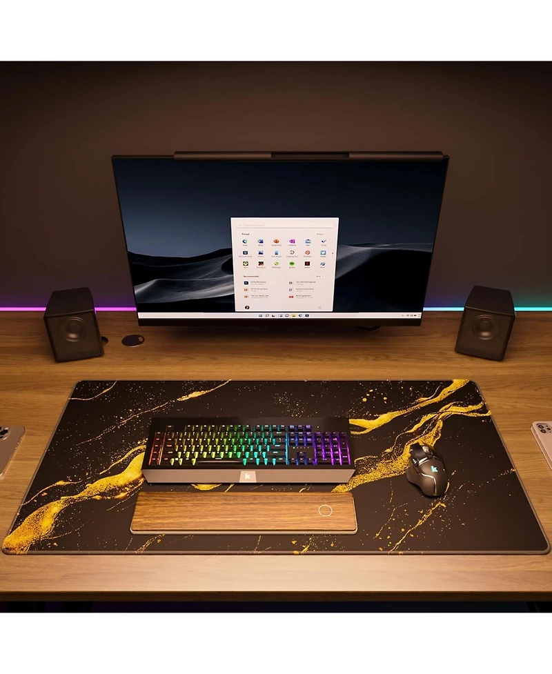 memzuoix Large Gaming Mouse Pad Extended Mousepad with Micro-Weave Cloth, Non-Slip Base, Water Resist Keyboard for Office Home, 31.5x15.7in