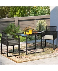 Slickblue 3-Piece Patio Set with Tempered Glass Top Table and 2 Chairs – Perfect for Porch, Backyard, or Balcony