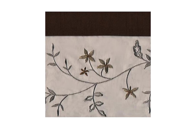 Kate Aurora Complete 5 Pc Window a Bag Embroidered Floral Country Flax Sheer Curtain & Valance Set