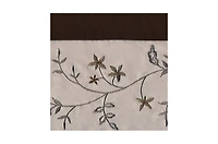 Kate Aurora Complete 5 Pc Window a Bag Embroidered Floral Country Flax Sheer Curtain & Valance Set