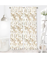Kate Aurora 2 Piece Shabby Chic Cherry Blossom Designed Airy Sheer Rod Pocket & Back Tab Curtain Panels - 63 in. Long Hazelnut