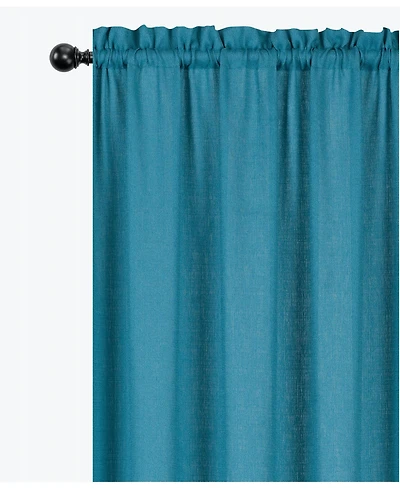 Kate Aurora Semi Sheer Flax Styled Turquoise Rod Pocket Single Window Curtain Panel - 52 in. W x 84 in. L