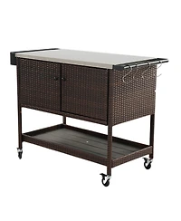 Mondawe Outdoor Bar Cart With Wheels & Brakes,150LBS Capacity, Versatility Storage Cabinet Cart