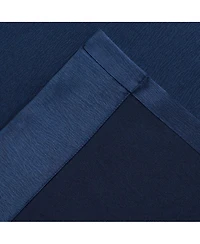 Kate Aurora Ultra Lux Faux Silk Regency Crinkle Rod Pocket Semi Sheer Single Curtain Panel - 52 in. W x 84 in. L, Navy