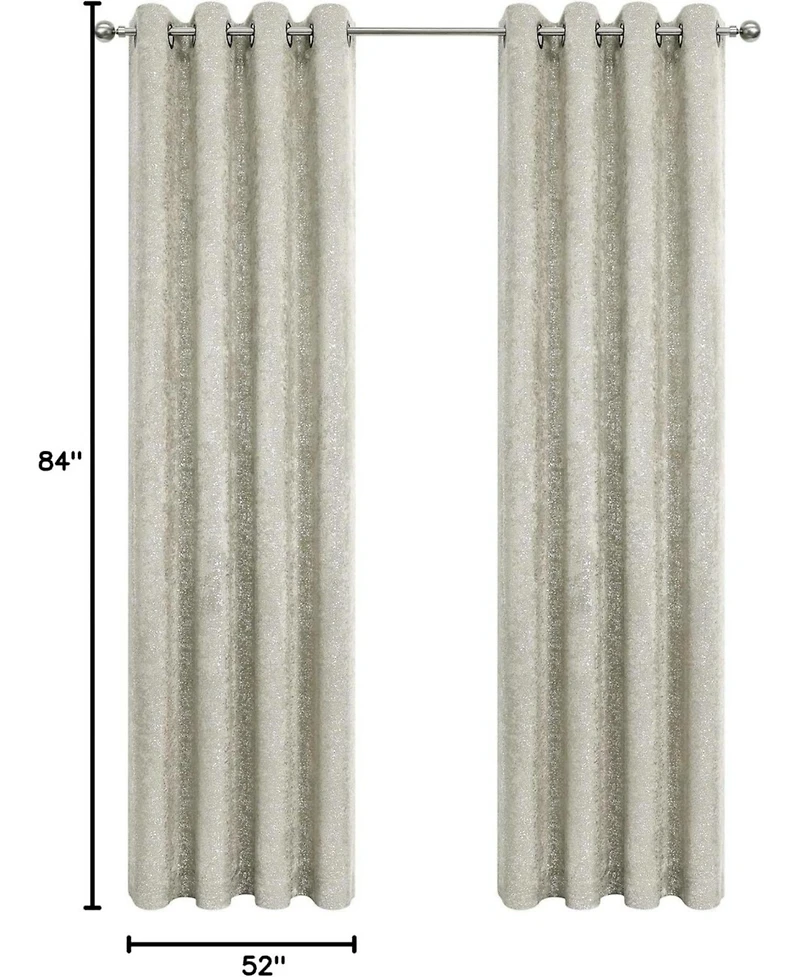 Kate Aurora 2 Piece Metallic Sparkle Thermal Grommet Blackout Curtain Panels