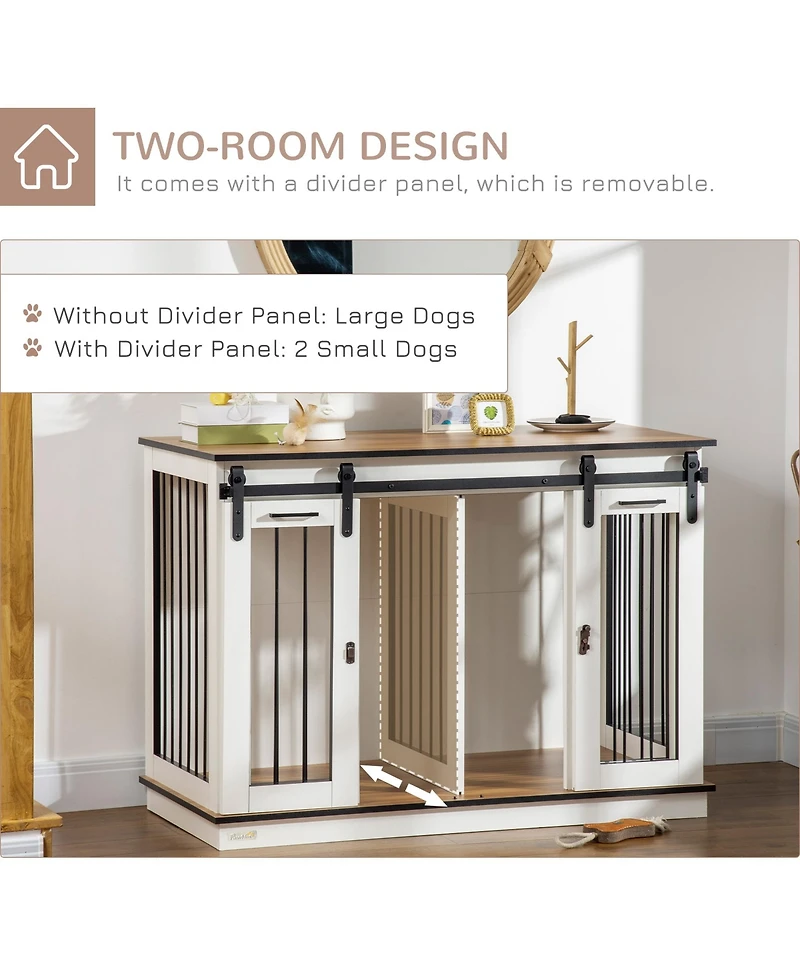 PawHut Modern Dog Crate End Table with Divider Panel, Dog Crate Furniture for Large Dog
