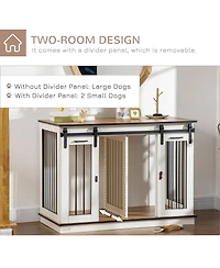 PawHut Modern Dog Crate End Table with Divider Panel, Dog Crate Furniture for Large Dog