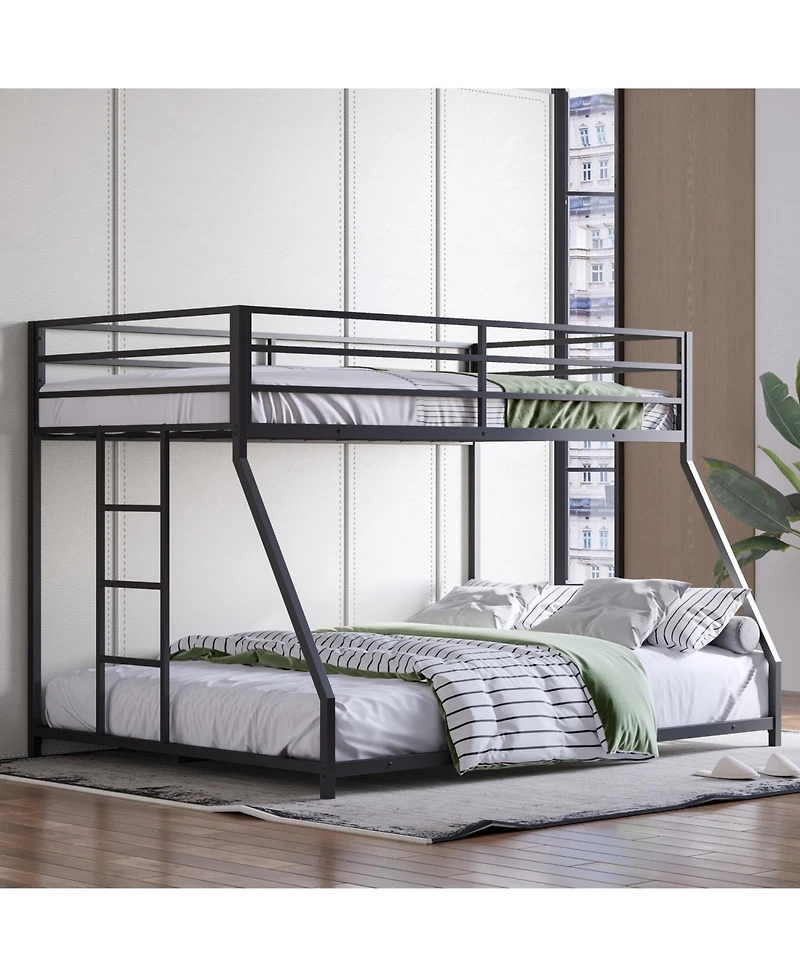 Streamdale Furniture Metal Bunk Bed Twin Over Full with Stairs