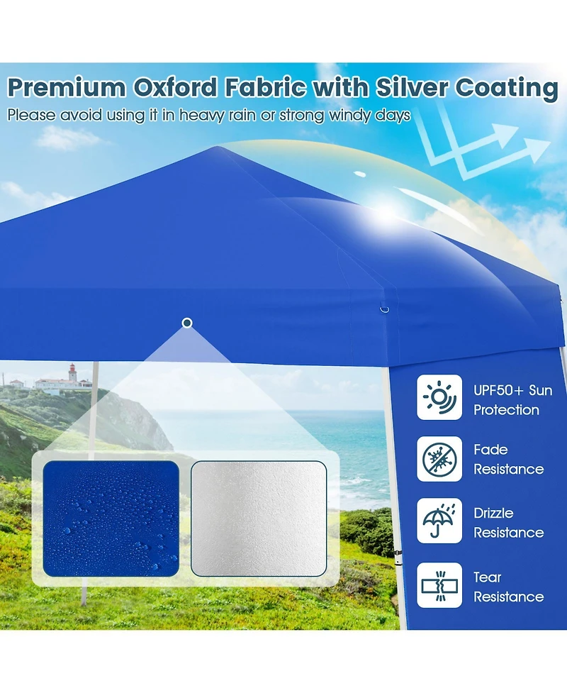 Gymax 14 X 9.2 Ft Pop up Canopy Tent w/ 2 Convertible Sidewalls to Awning & Stakes