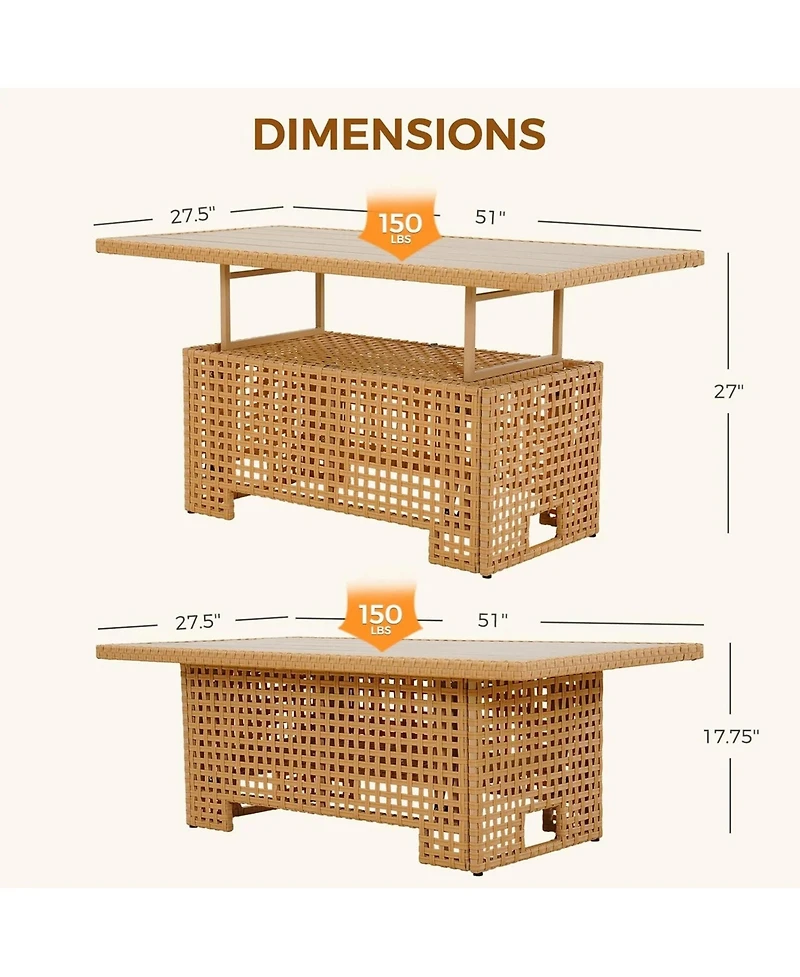 Mondawe Outdoor Multi Functional Lifting Table,W/ Integrated Storage,Desktop Height Adjusted Freely