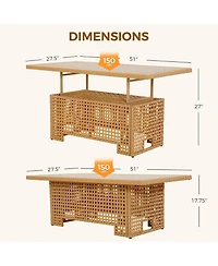 Mondawe Outdoor Multi Functional Lifting Table,W/ Integrated Storage,Desktop Height Adjusted Freely