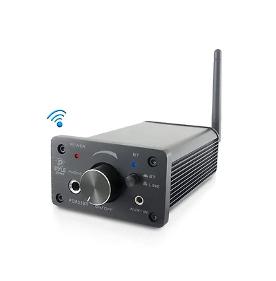 Pyle PDA35BT 100 Watt Mini Bluetooth Power Digital Class D Amplifier & Headphone Amplifier with Two Aux Inputs - 2 Channel Stereo Output
