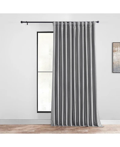 Half Price Drapes Silver Extra Wide Vintage Textured Faux Dupioni Silk Blackout Curtain