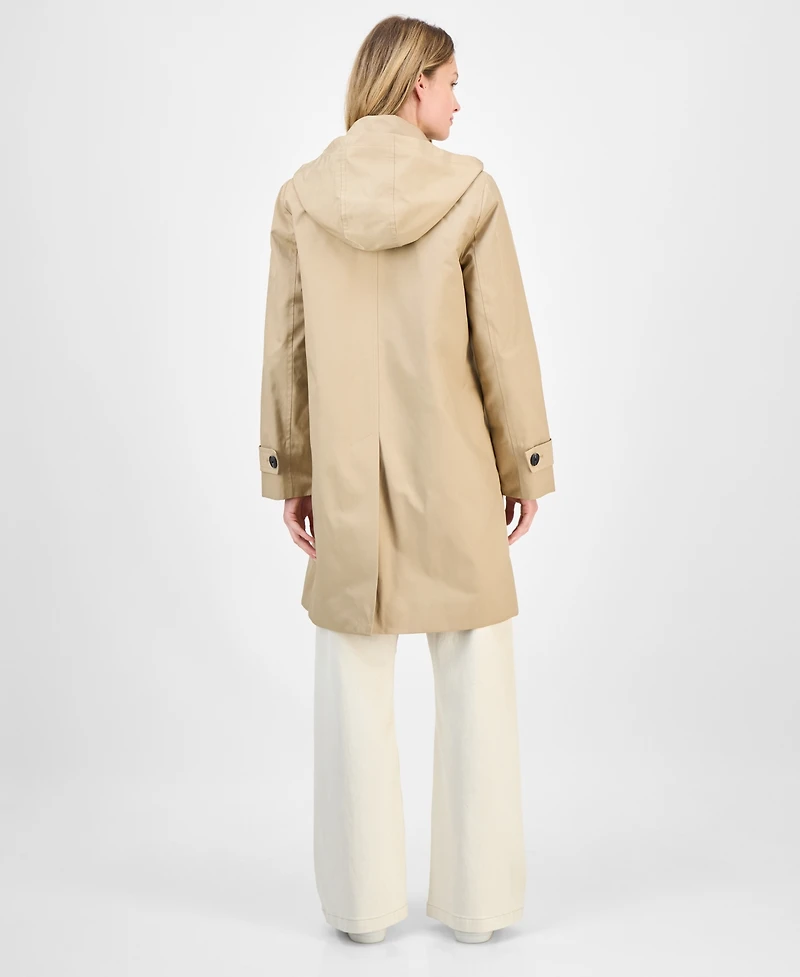London Fog Women's Hooded Scarf Trench Coat