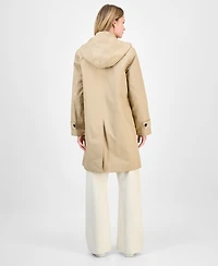 London Fog Women's Hooded Scarf Trench Coat