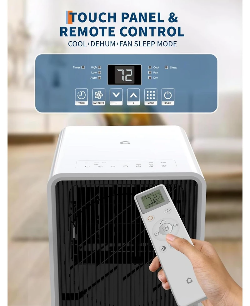 gaomon 14,000 Btu Portable Ac with Remote, 3-in-1 Drainage-Free Unit, Dehumidifier & Fan, Black