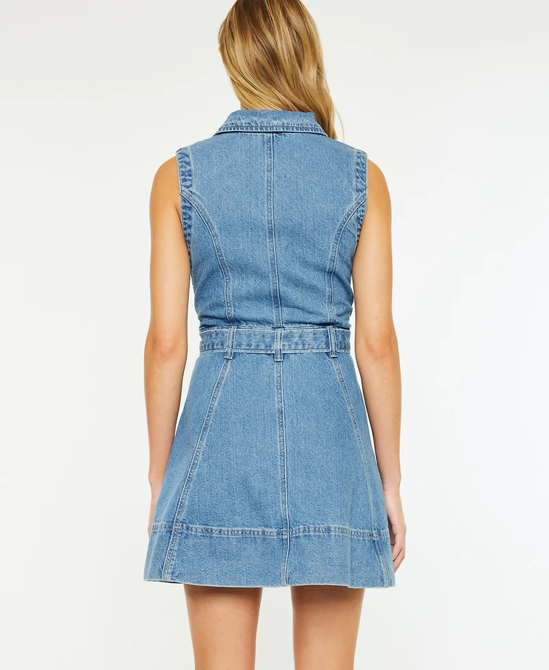 Kancan Women's Sleeveless Denim Mini Dress