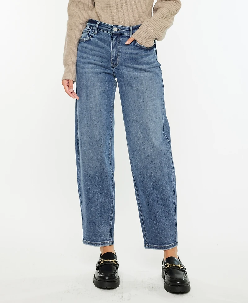 Kancan Women's High Rise Barrel Jeans